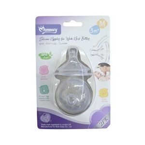 Momeasy Wide Neck Silicone Nipple 3m+ 2Pcs